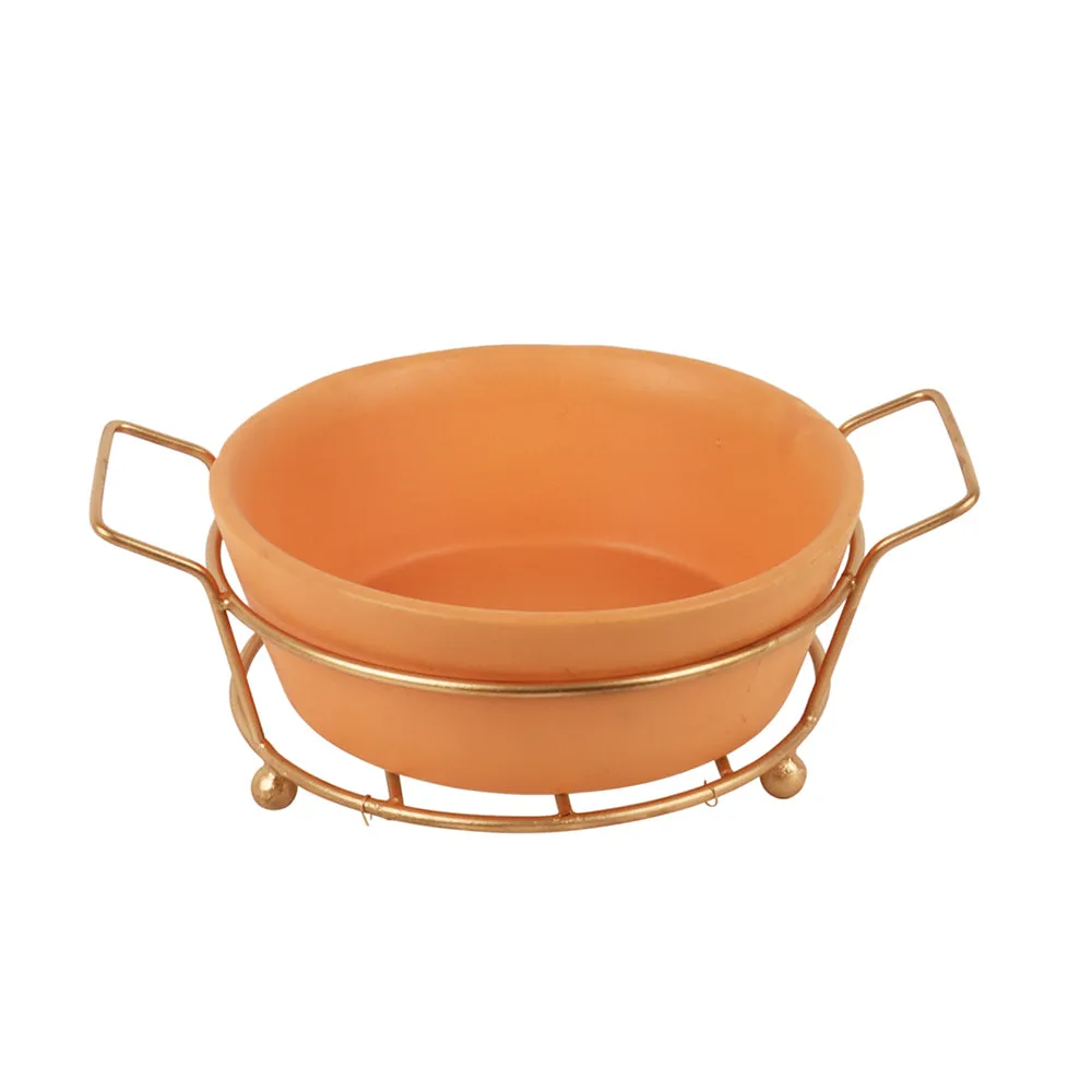 Standard Mustard Baking Dish With Golden Stand