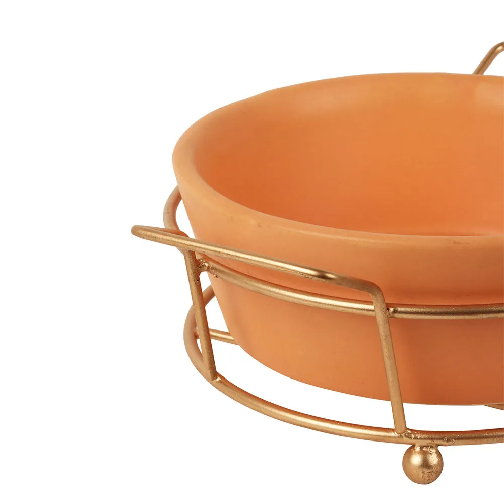 Standard Mustard Baking Dish With Golden Stand