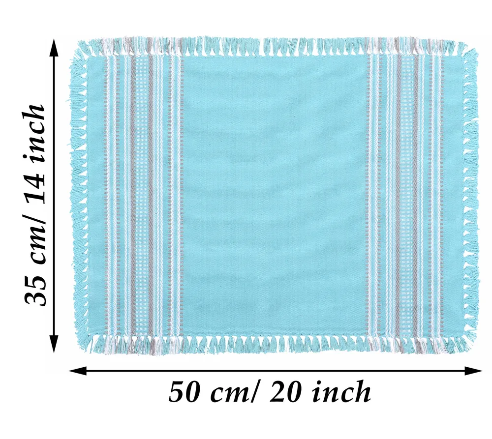 Standard Pattern Blue Premium Cotton Placemats Set Of 6
