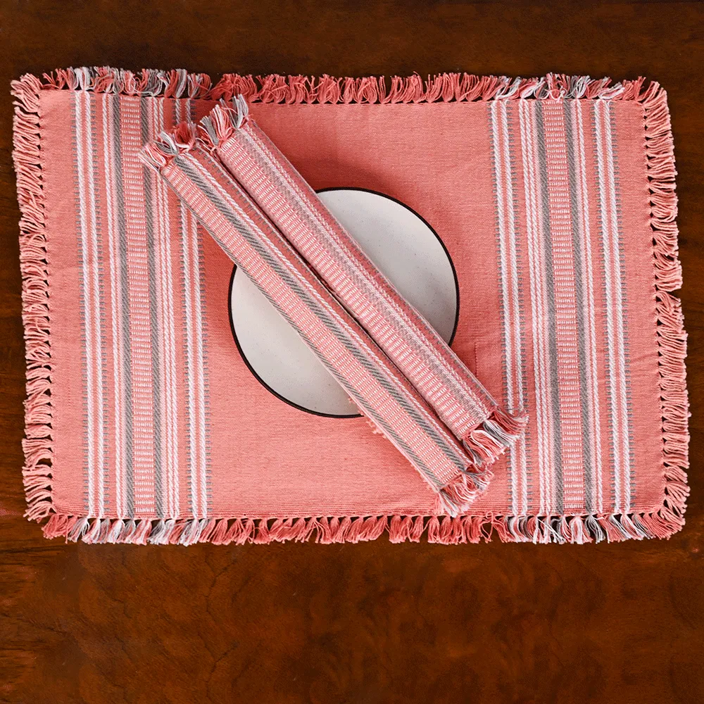 Standard Pattern Peach Premium Cotton Placemats Set Of 6