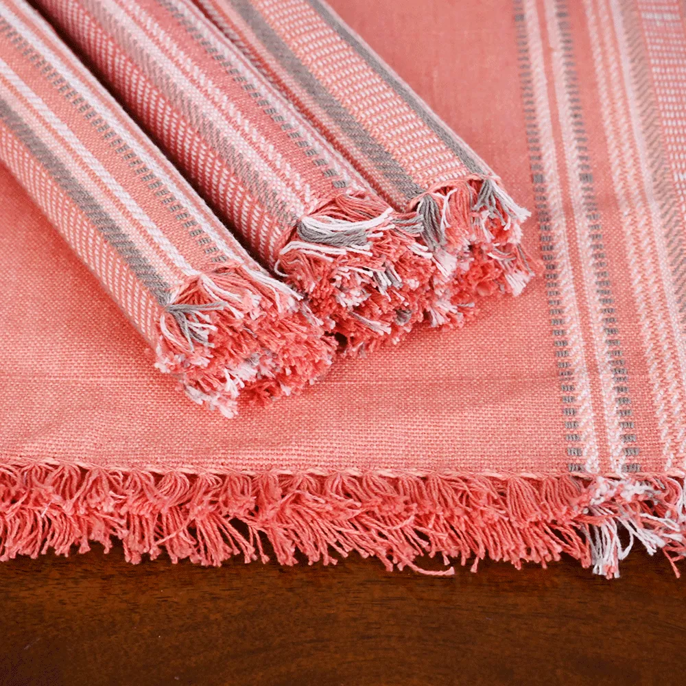 Standard Pattern Peach Premium Cotton Placemats Set Of 6