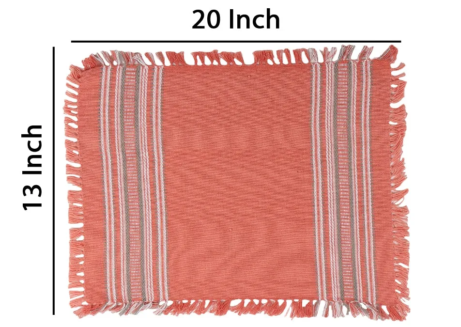 Standard Pattern Peach Premium Cotton Placemats Set Of 6