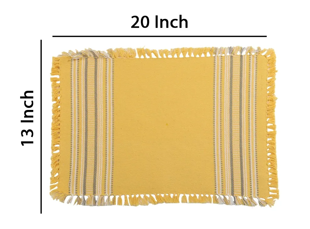Standard Pattern Yellow Premium Cotton Placemats Set Of 6