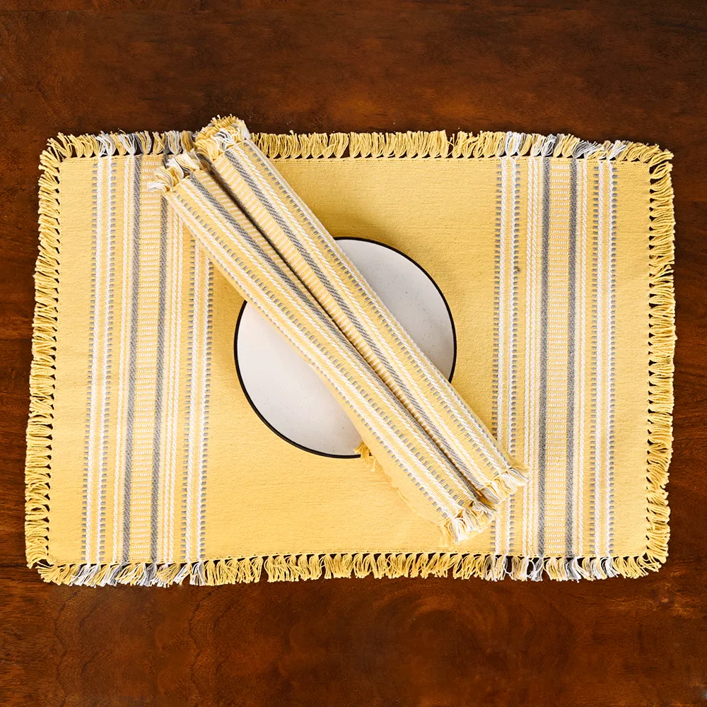 Standard Pattern Yellow Premium Cotton Placemats Set Of 6