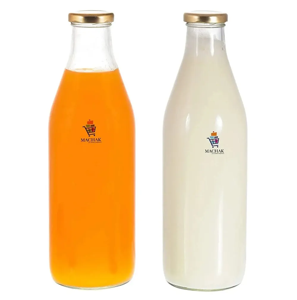 Standard Round Airtight Glass Bottle Set Of 2 (1 litre)