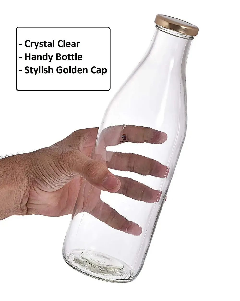 Standard Round Airtight Glass Bottle Set Of 2 (1 litre)