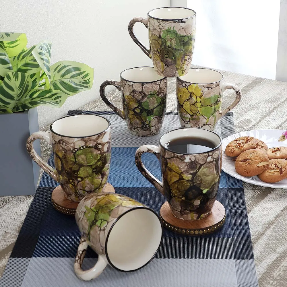 Standard Shape Shades Of Green Tea Cups Set Of 6 Tea Cups Set