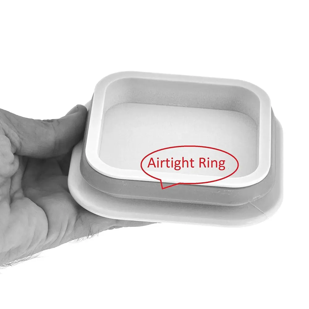 Standard Square Airtight Plastic Kitchen Storage Container With Green Lid Set Of 6 (1100 ml)