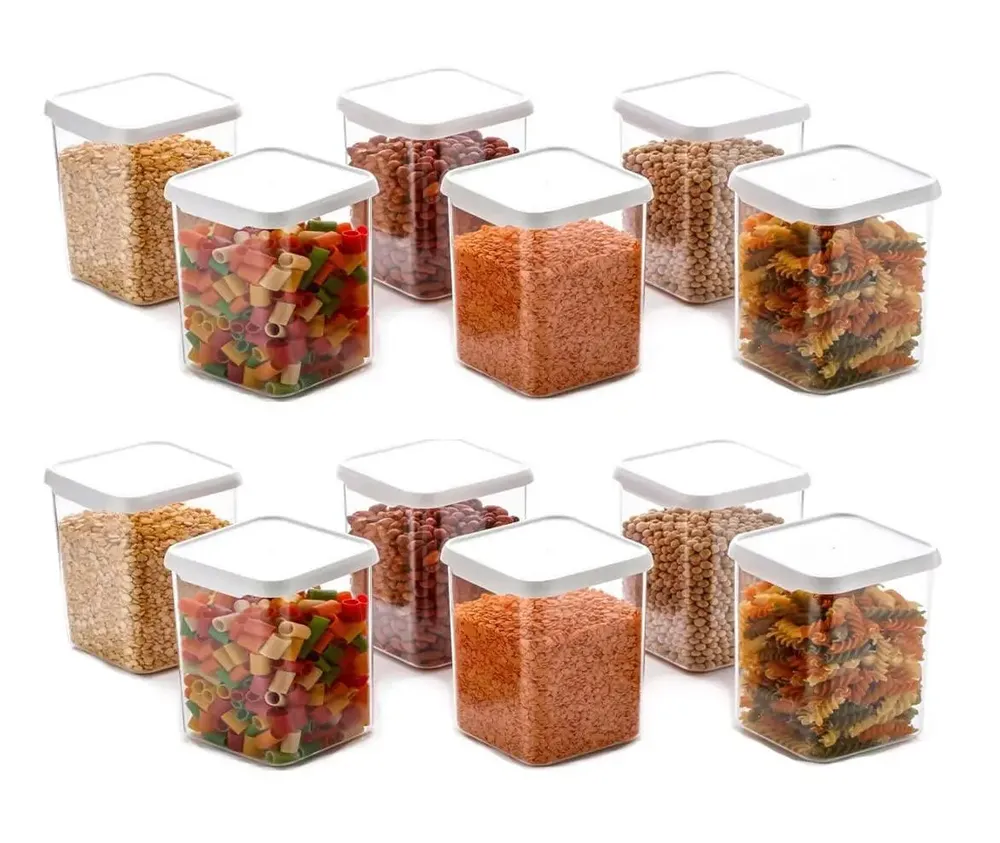 Standard Square Plastic Kitchen Storage Container Set Of 12 (550 ml)