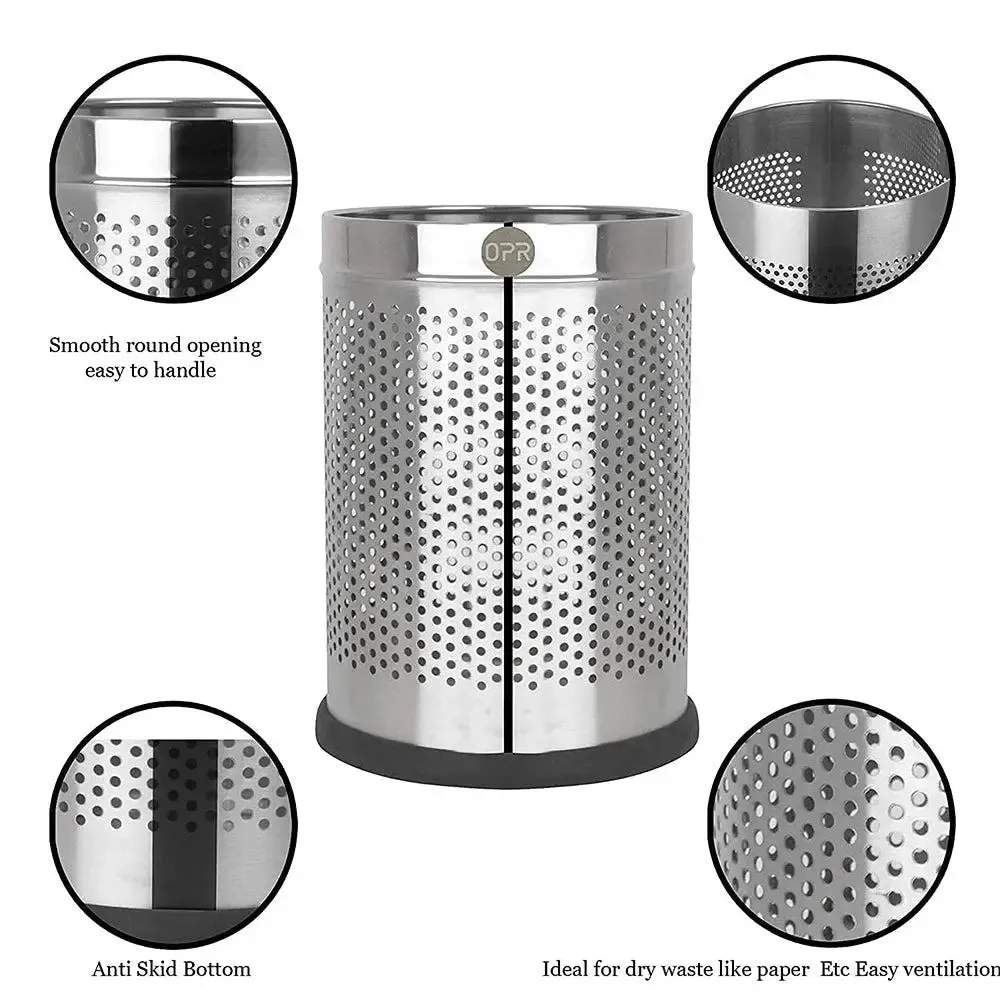 Standard Stainless Steel Perforated Open Dustbin