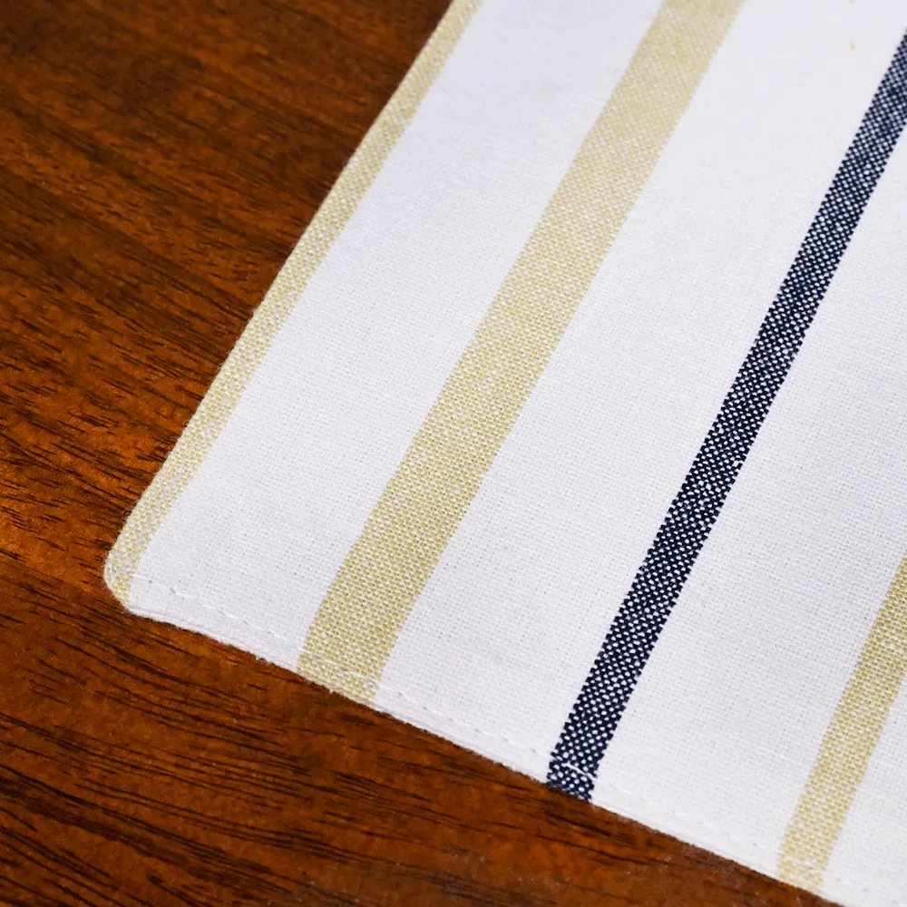 Standard Striped White & Beige Premium Cotton Placemats Set Of 6