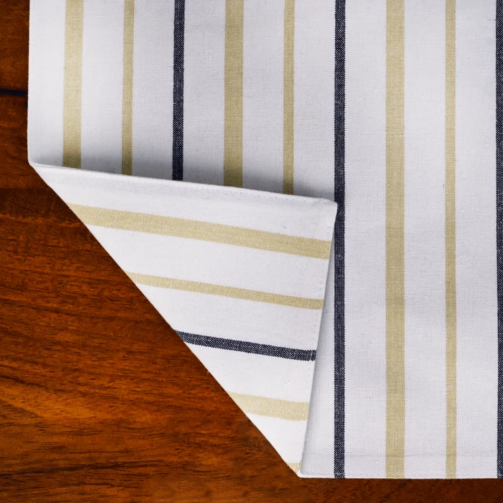 Standard Striped White & Beige Premium Cotton Placemats Set Of 6