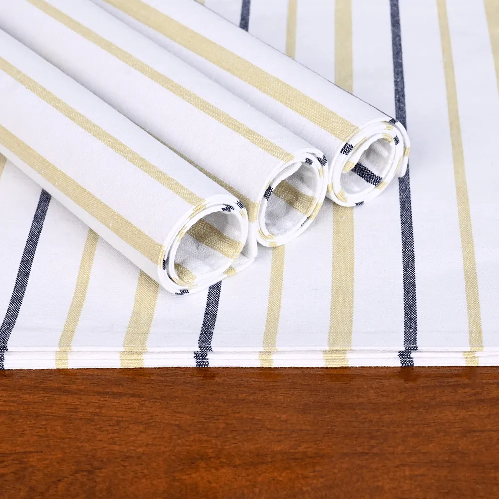 Standard Striped White & Beige Premium Cotton Placemats Set Of 6