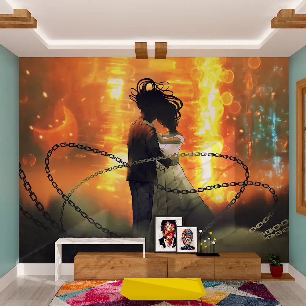 Starstruck Couple Wallpaper / High Quality Woven WallPaper /  size 12 ft x 10 ft