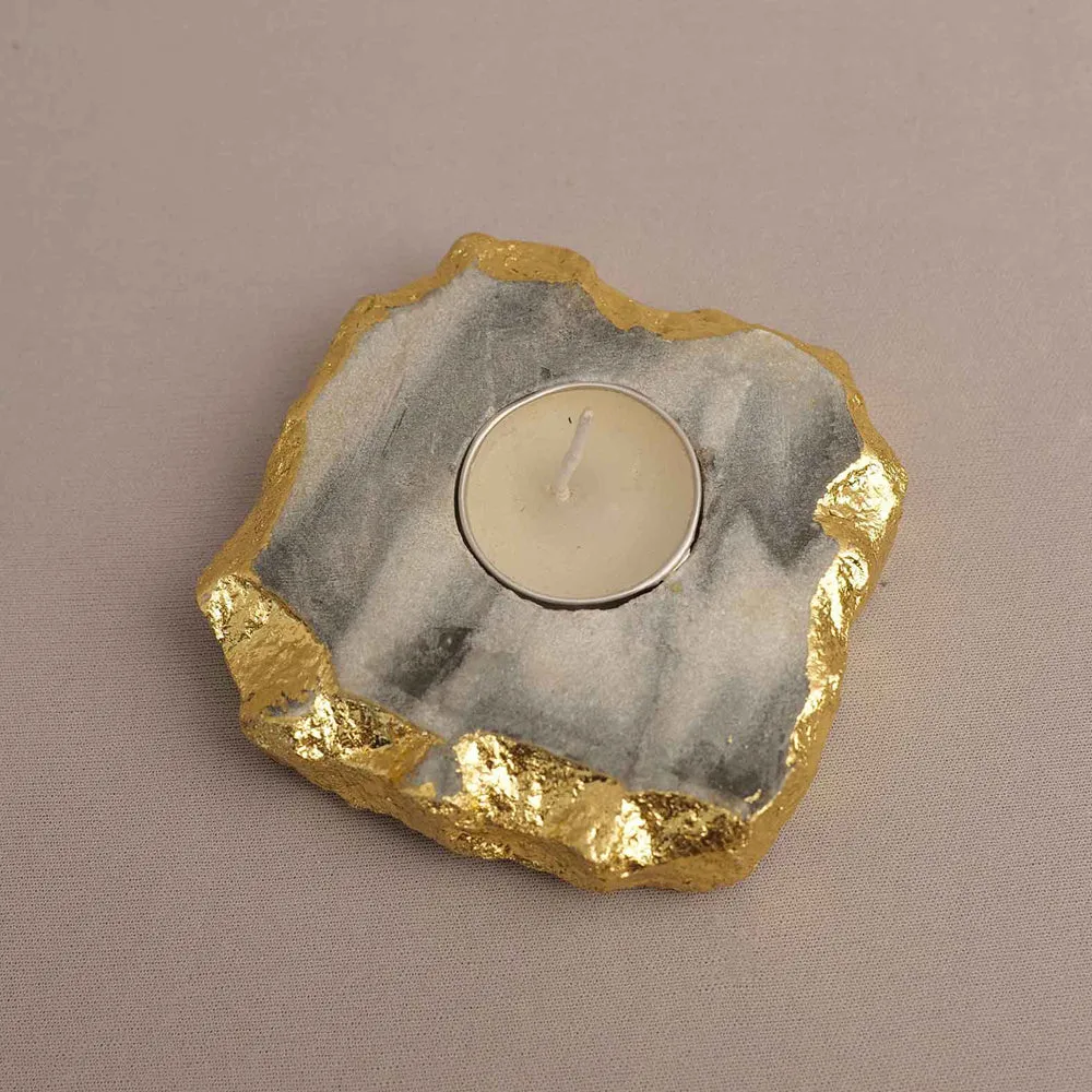 State-of-the-art Gold Foiled Marble Tealight Candle Holder