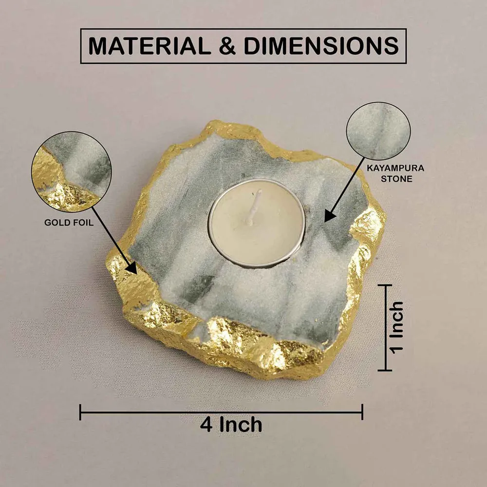 State-of-the-art Gold Foiled Marble Tealight Candle Holder