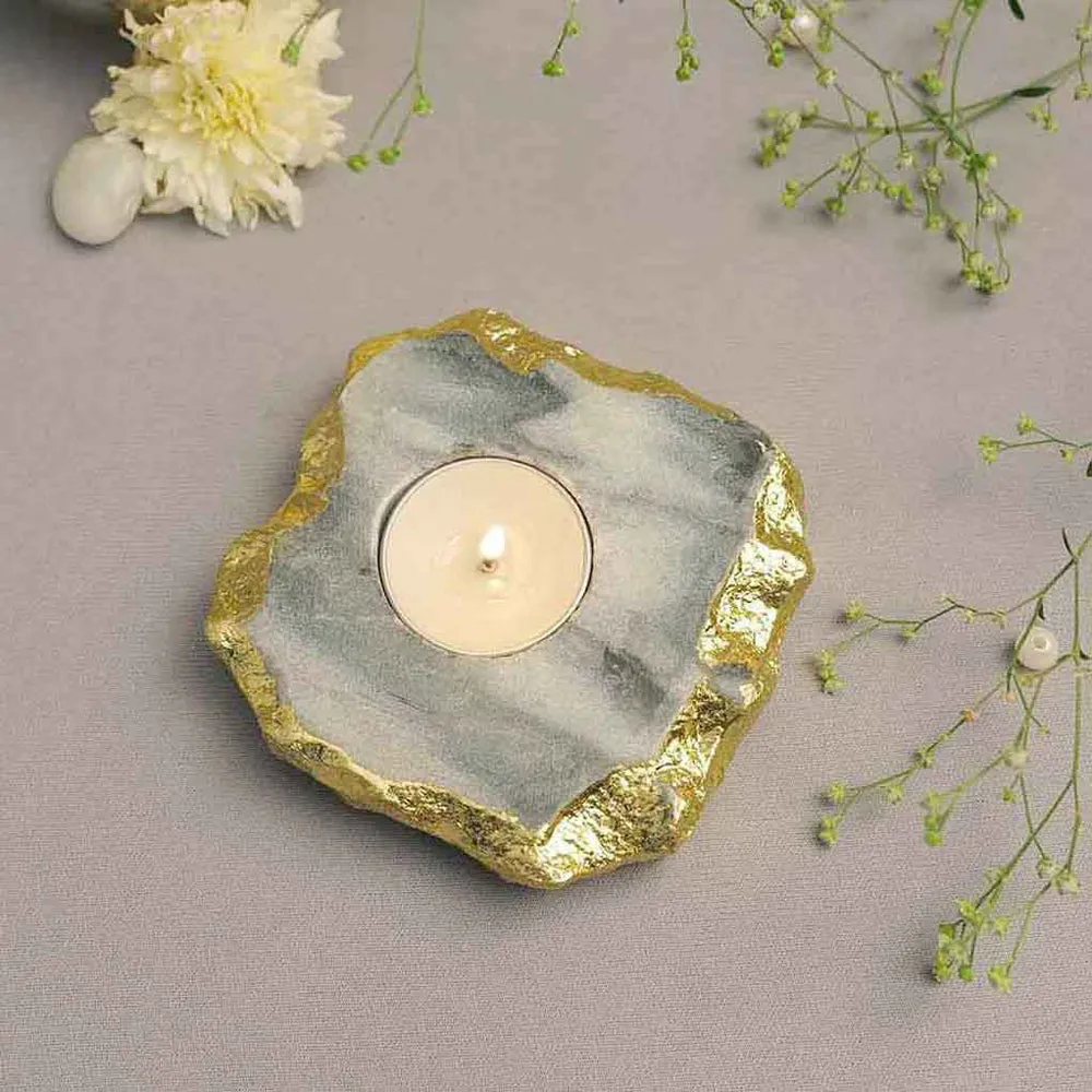 State-of-the-art Gold Foiled Marble Tealight Candle Holder