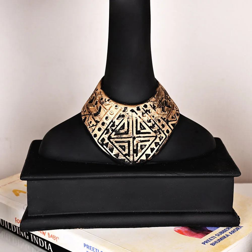State-of-the-art Set of 3 Stunning Black Lady-like Figurines with Gold Accents
