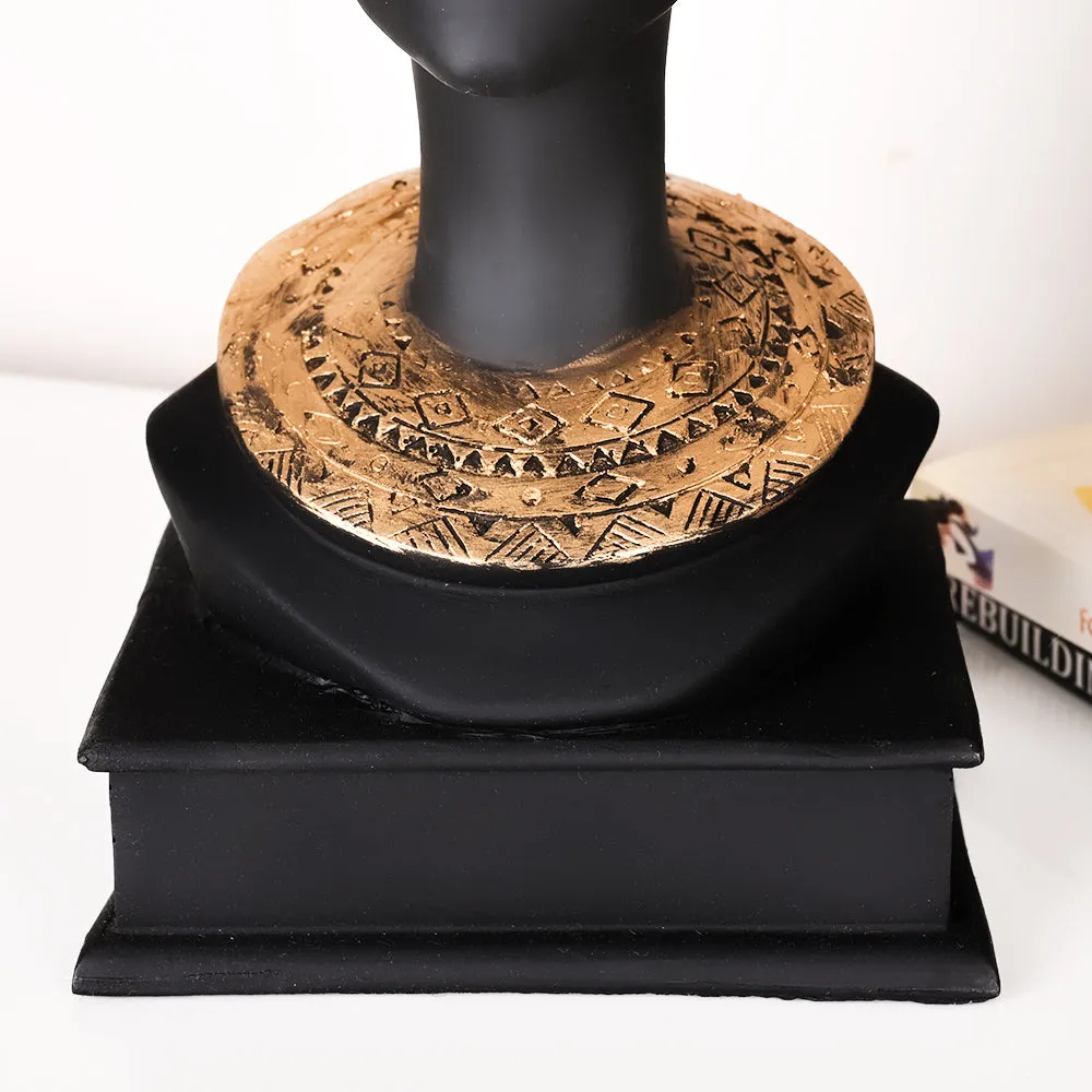 State-of-the-art Set of 3 Stunning Black Lady-like Figurines with Gold Accents