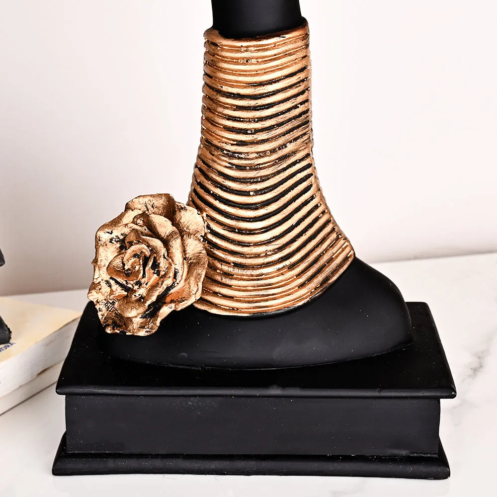 State-of-the-art Set of 3 Stunning Black Lady-like Figurines with Gold Accents