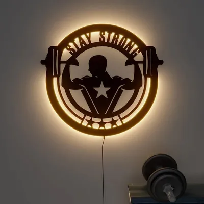 Stay Strong' Backlit Gym Acrylic Wall Art Decor Piece
