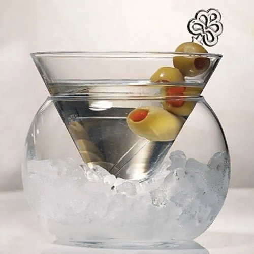 Stemless Martini Chiller Glass Single piece