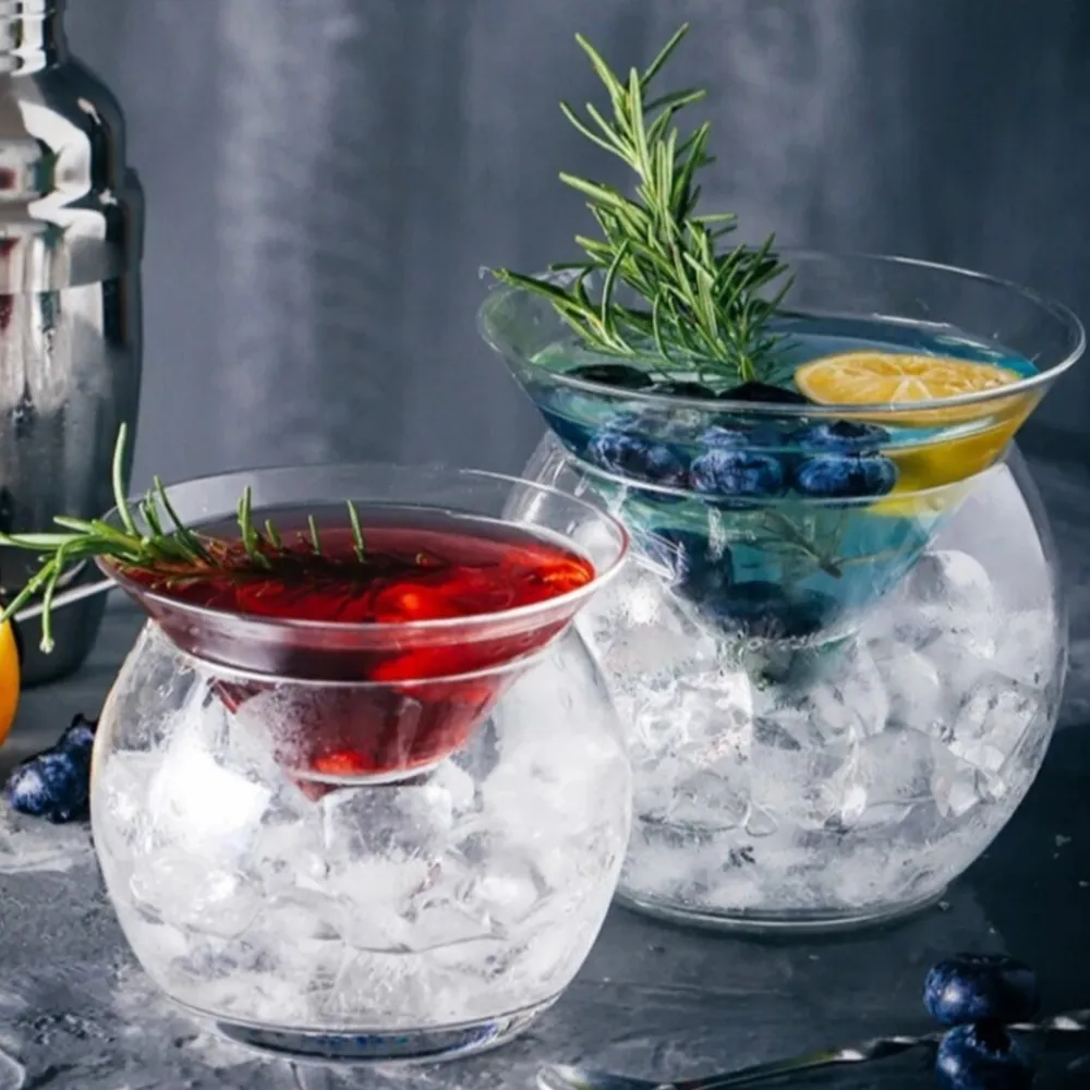 Stemless Martini Chiller Glass Single piece