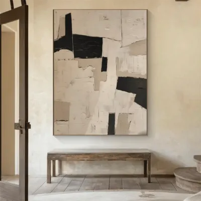 WallMantra Earthen Harmony – Wabi Sabi Abstract Handmade Painting