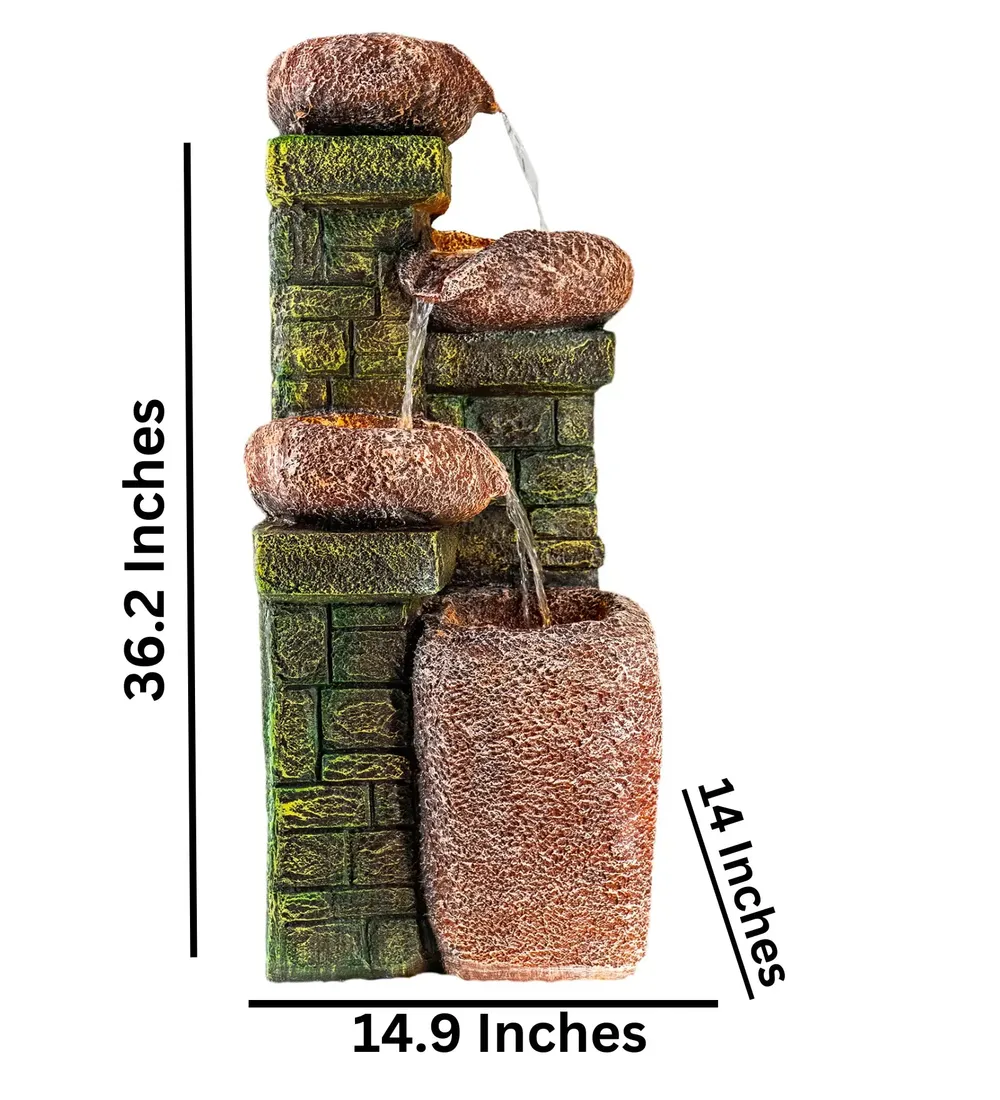 Stone Cask Green Indoor Water Fountain