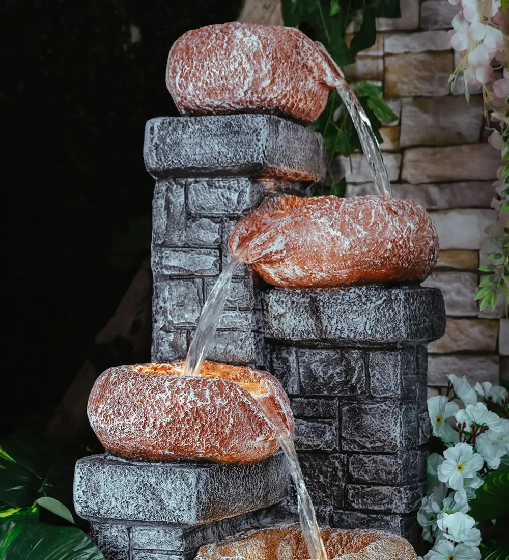 Stone Cask Grey Indoor Water Fountain
