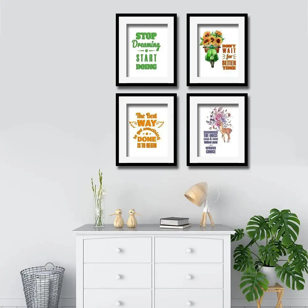 Stop Dreaming Start Doing Set of 4 frames with Break Resistant Clear Acrylic Glass