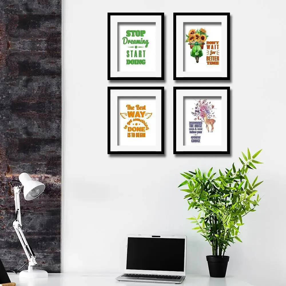 Stop Dreaming Start Doing Set of 4 frames with Break Resistant Clear Acrylic Glass