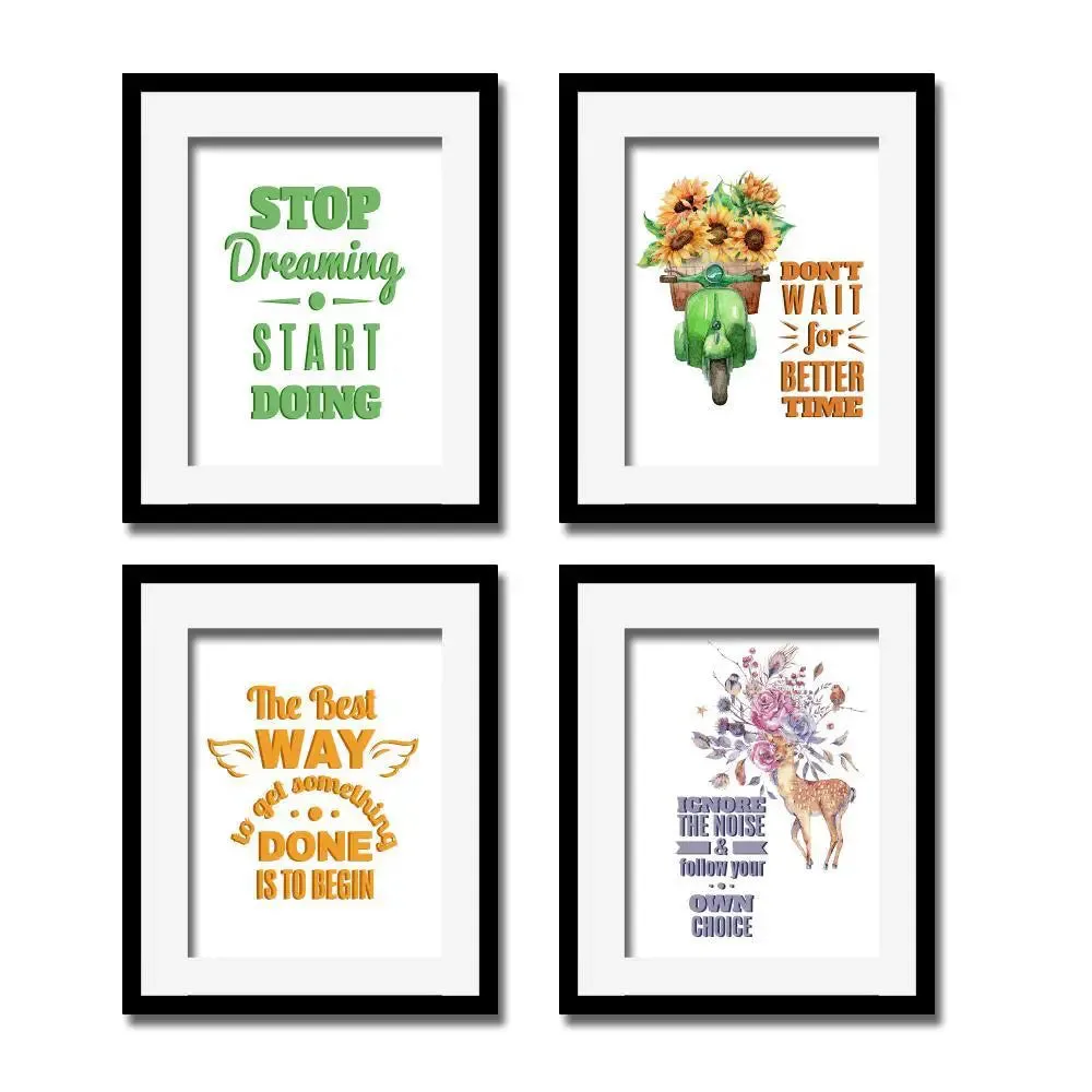 Stop Dreaming Start Doing Set of 4 frames with Break Resistant Clear Acrylic Glass