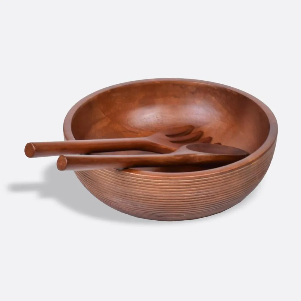 Stria Serving Bowl with Spoon & Fork