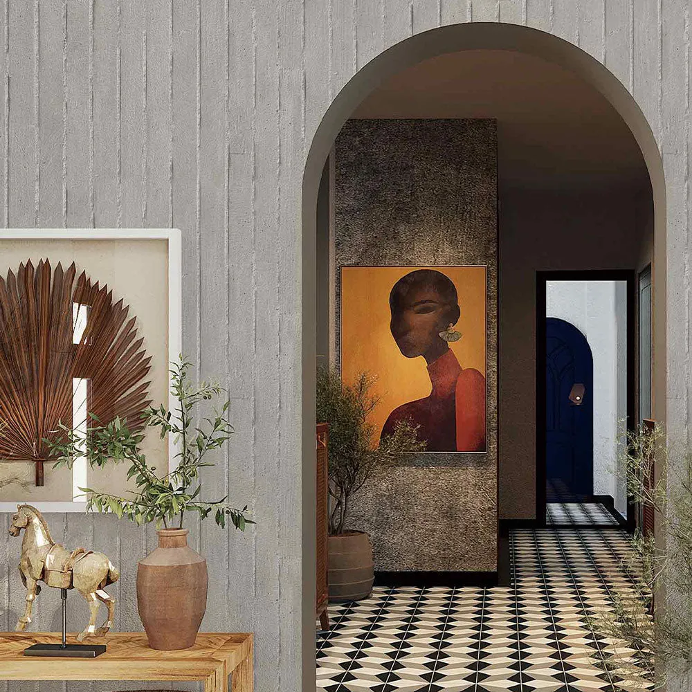 Striped Cement Textured Premium Wallpaper- The Art of Gravure Grey