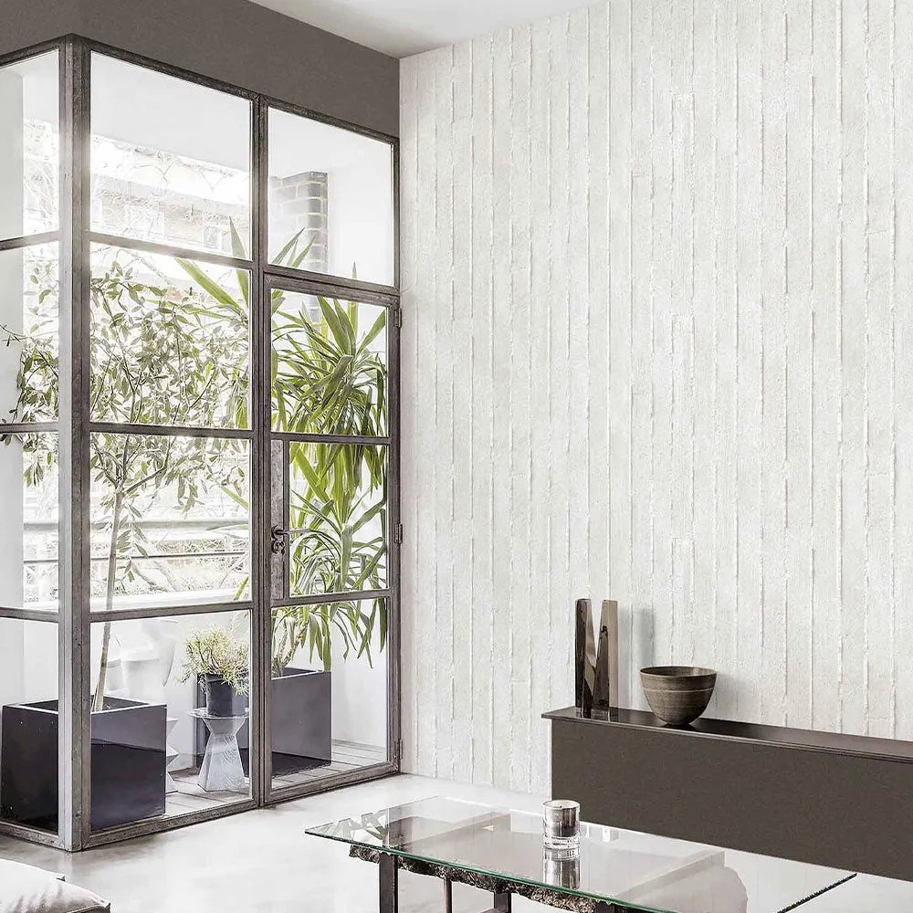 Striped Cement Textured Premium Wallpaper- The Art of Gravure Grey