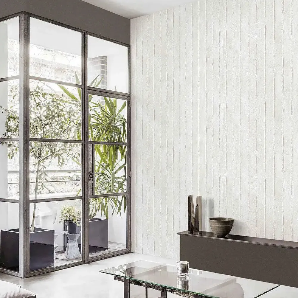 Striped Cement Textured Premium Wallpaper- The Art of Gravure Grey