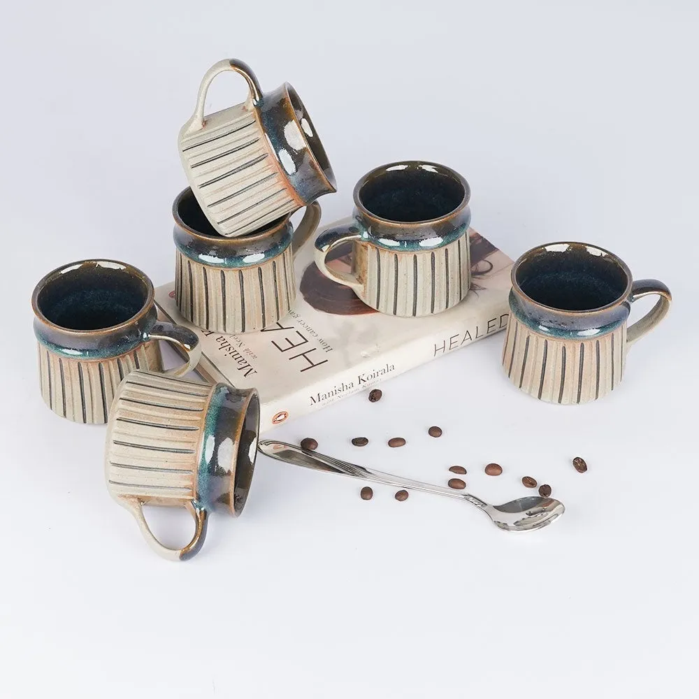 Striped Designer Ceramic Mugs Set of 6