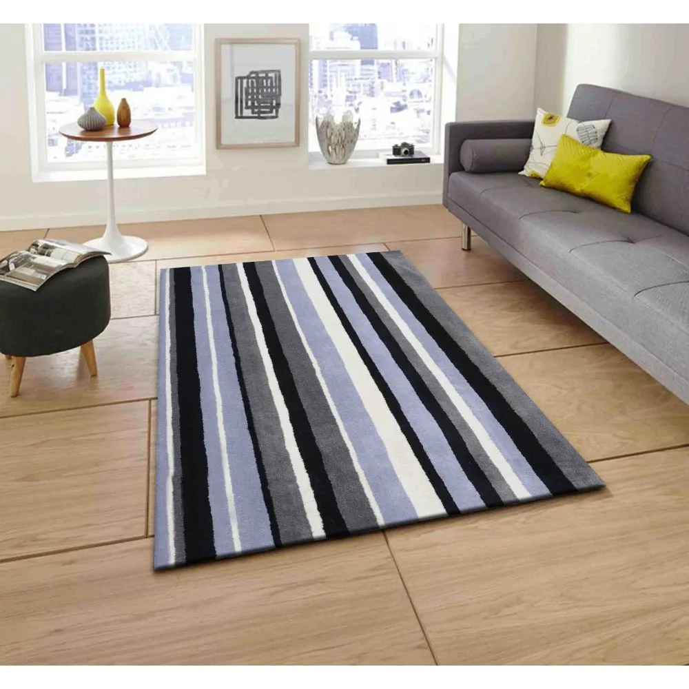 Striped Monochrome Tufted Area Carpet 2X5ft