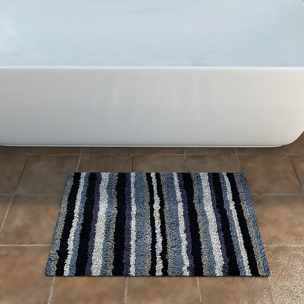 Striped Pattern High Absorbent Blue Bathmat