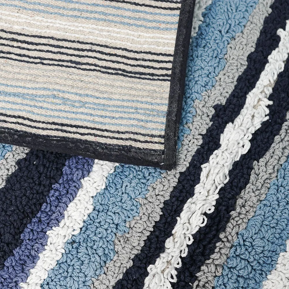 Striped Pattern High Absorbent Blue Bathmat