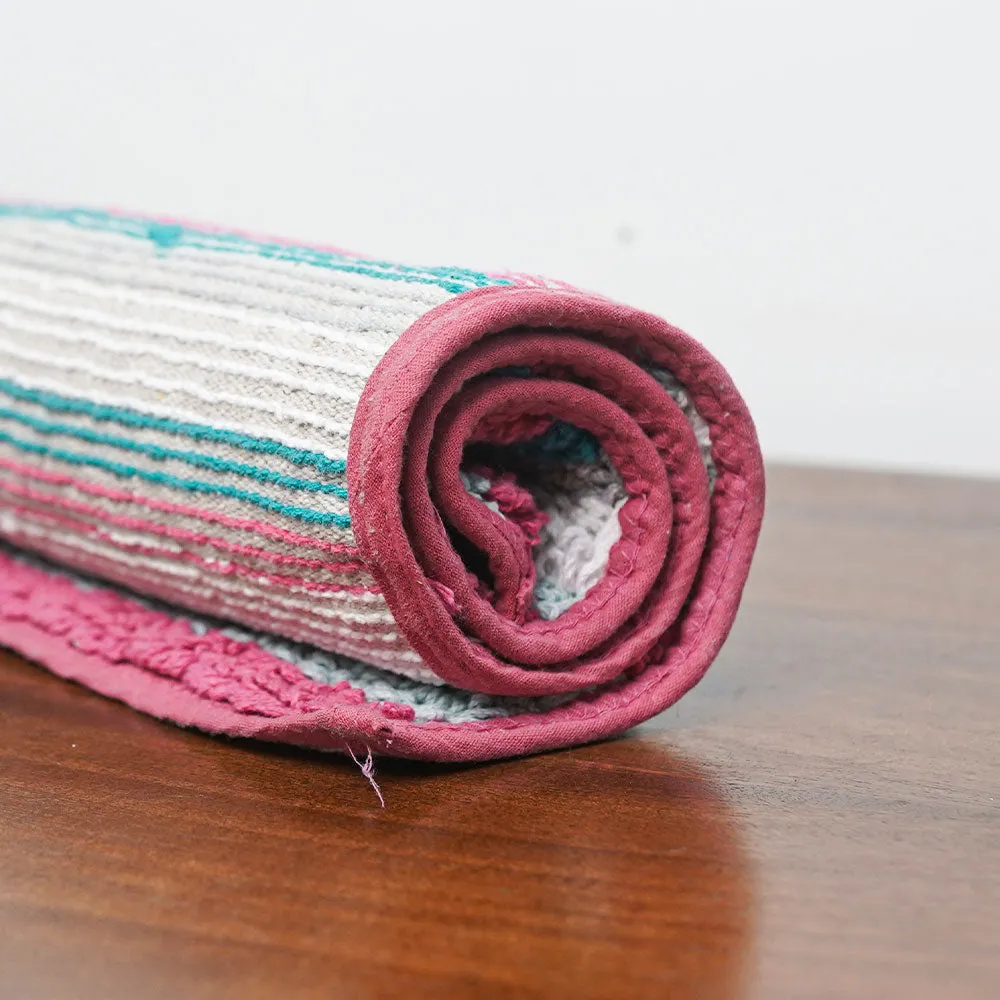 Striped Pattern High Absorbent Fuchsia Bathmat