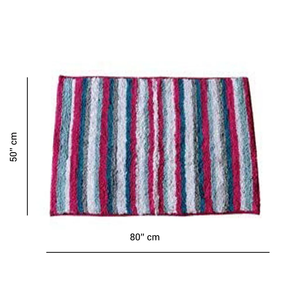 Striped Pattern High Absorbent Fuchsia Bathmat