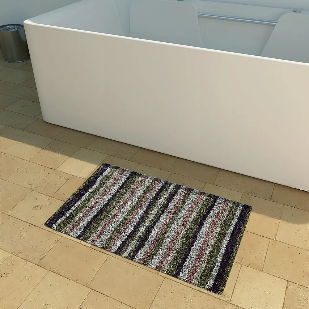 Striped Pattern High Absorbent Lavender Bathmat