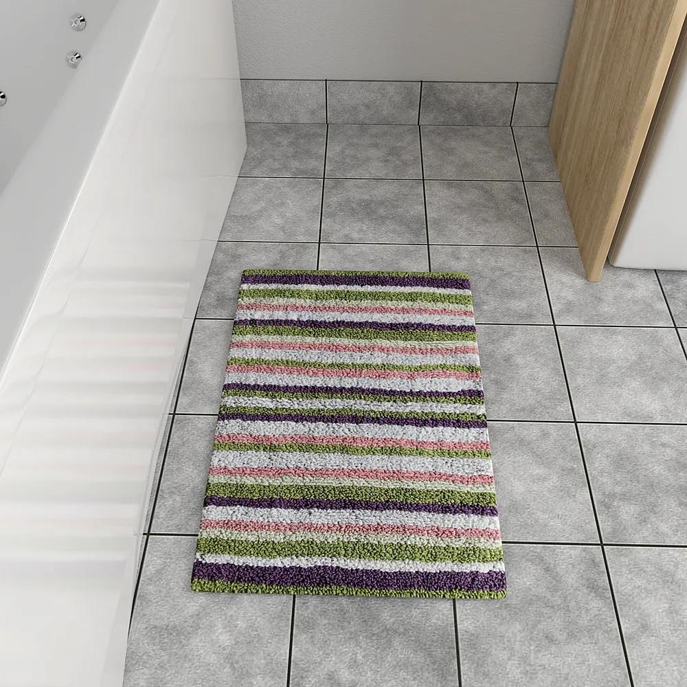 Striped Pattern High Absorbent Lavender Bathmat