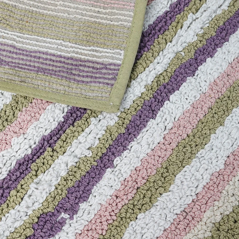 Striped Pattern High Absorbent Lavender Bathmat