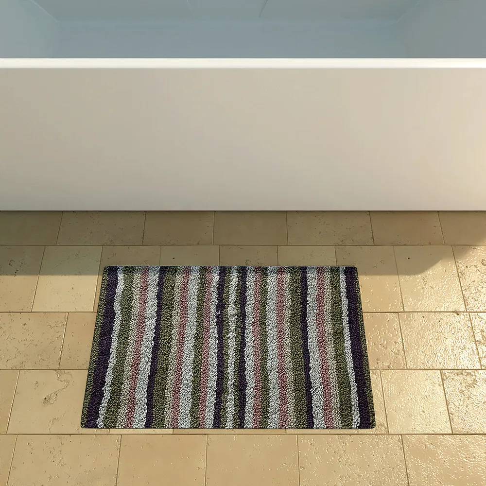 Striped Pattern High Absorbent Lavender Bathmat