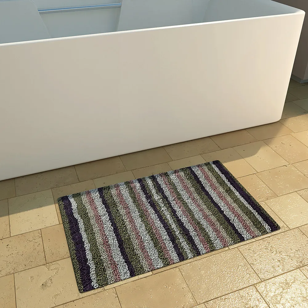 Striped Pattern High Absorbent Lavender Bathmat