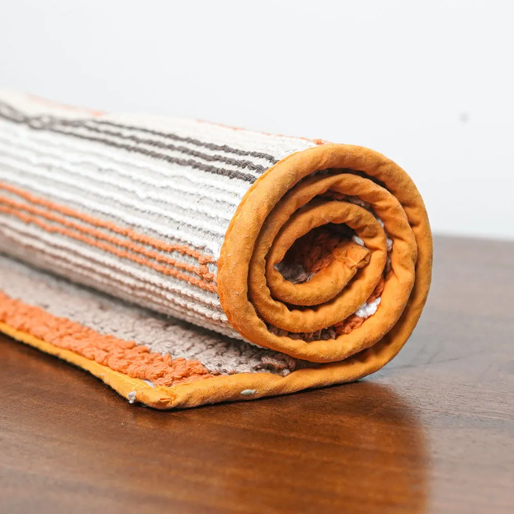 Striped Pattern High Absorbent Orange Bathmat Single Piece