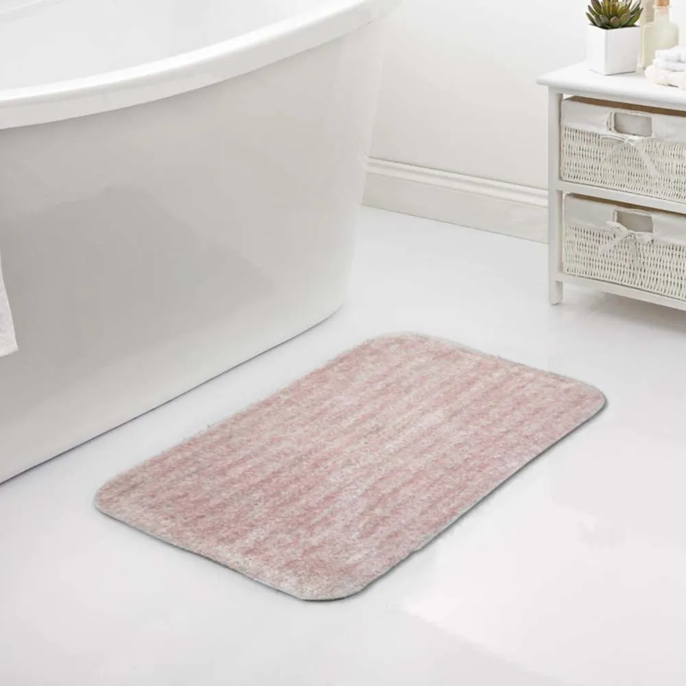 Striped Pattern High Absorbent Pink Bathmat